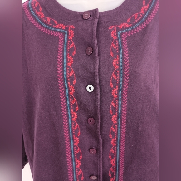 2/$30 BECHAMEL Christmas Holiday Embroidered XL Purple Lightweight Sweater - Picture 4 of 8
